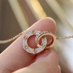 ¡®Dream¡¯LOVE 7.6MM NECKLACE ROSE GOLD AND SILVER  FULL DIAMOND