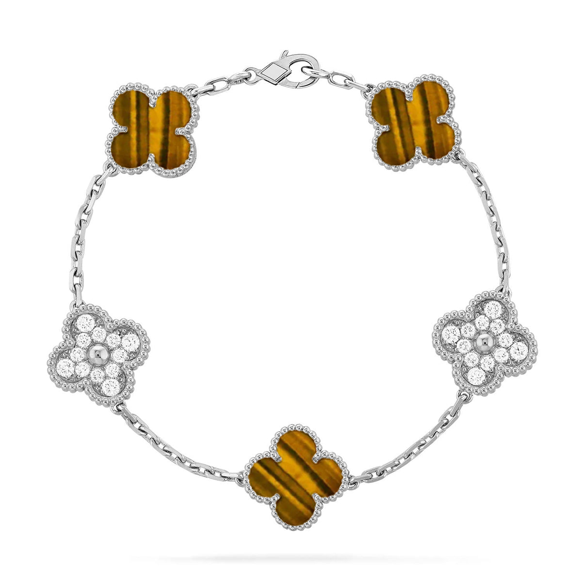 [Dream]New  CLOVER 5 MOTIFS TIGER EYE BRACELET COLLECTION