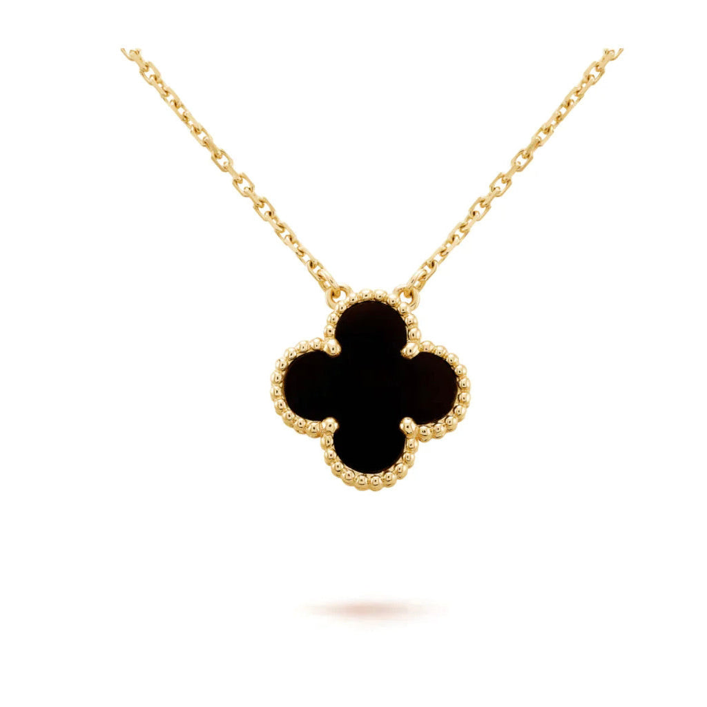 „Dream“CLOVER 15MM SCHWARZ ONYX EINZELBLUMEN-HALSKEHE