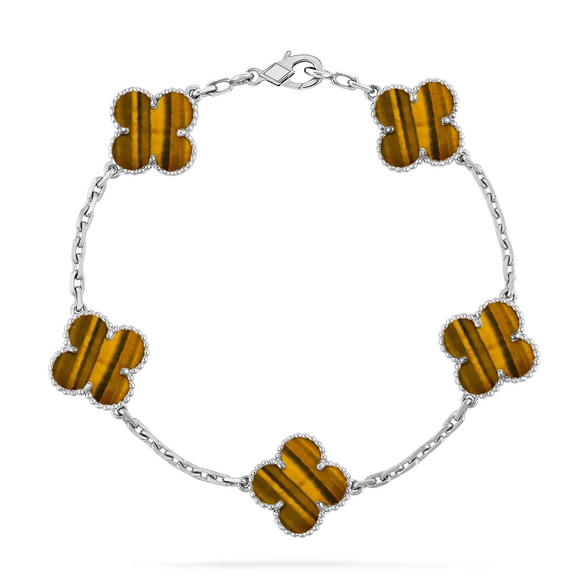 [Dream]New  CLOVER 5 MOTIFS TIGER EYE BRACELET COLLECTION