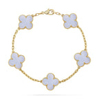 [Dream]New  CLOVER 5 MOTIF PURPLE CHALCEDONY BRACELET COLLECTION
