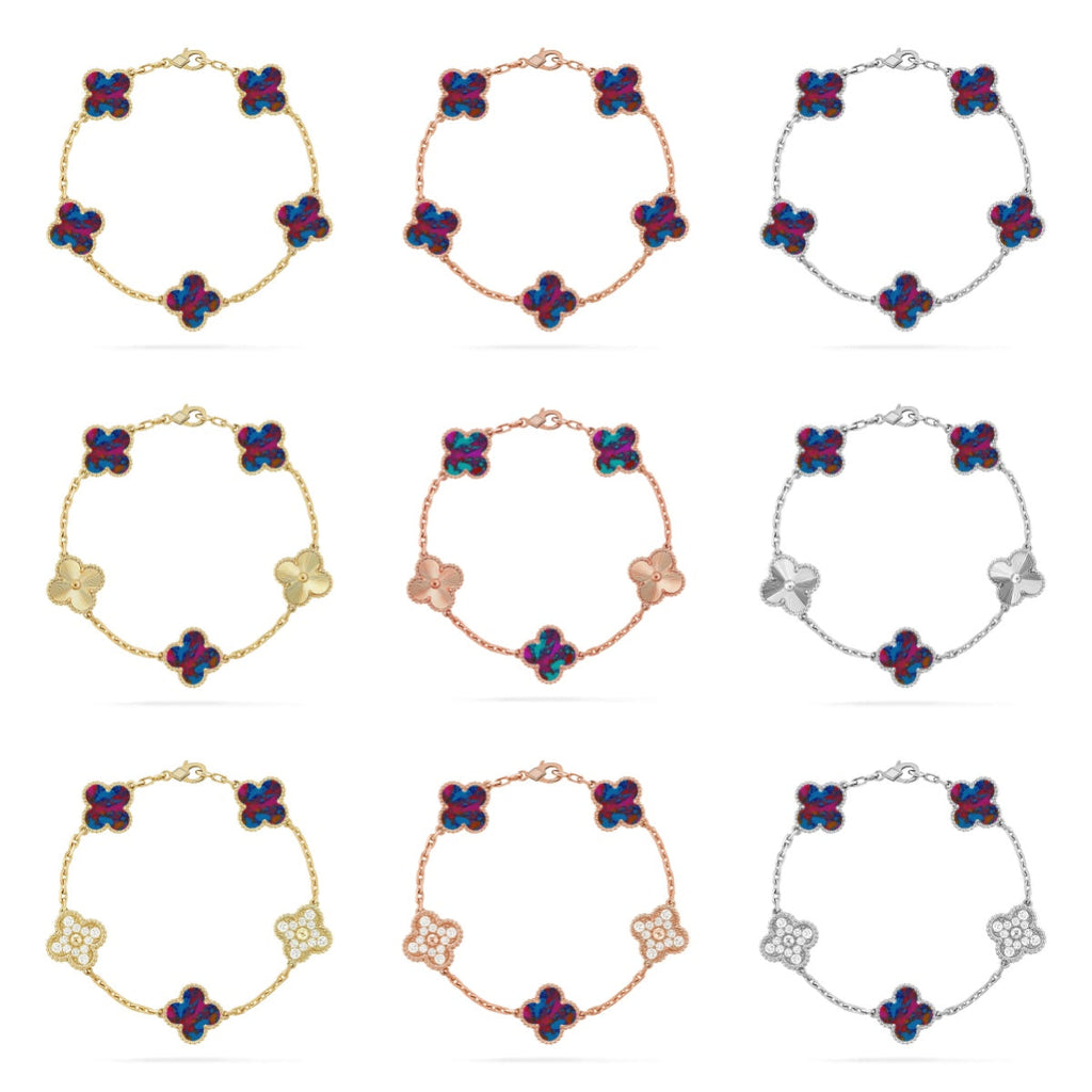 [Dream]New CLOVER 5 MOTIF COLOR GEMSTONES BRACELET COLLECTION
