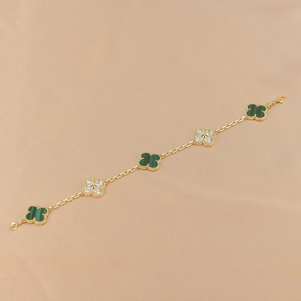 [Dream]New  CLOVER 5 MOTIF MALACHITE BRACELET COLLECTION