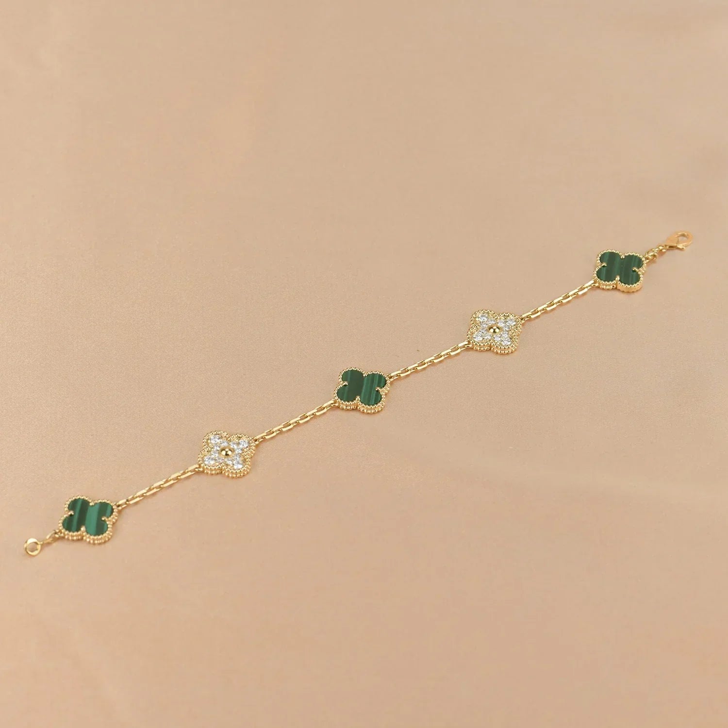 [Dream]New  CLOVER 5 MOTIF MALACHITE BRACELET COLLECTION