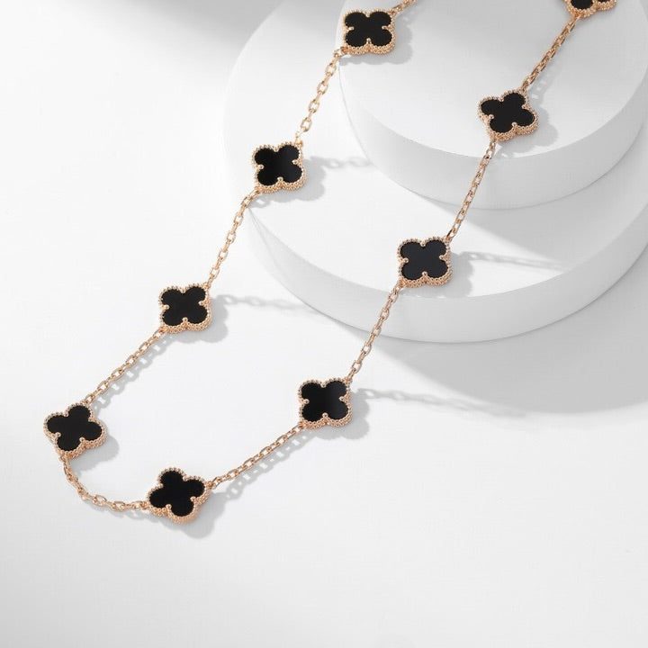 ¡®Dream¡¯CLOVER 10 MOTIFS ONYX NECKLACE