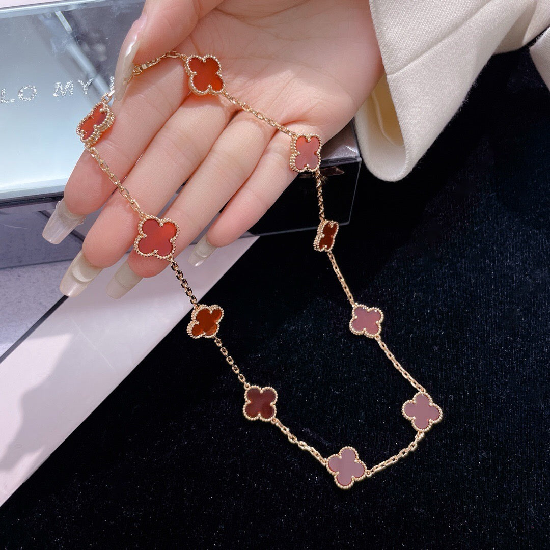 ¡®Dream¡¯CLOVER 10 MOTIFS CARNELIAN NECKLACE