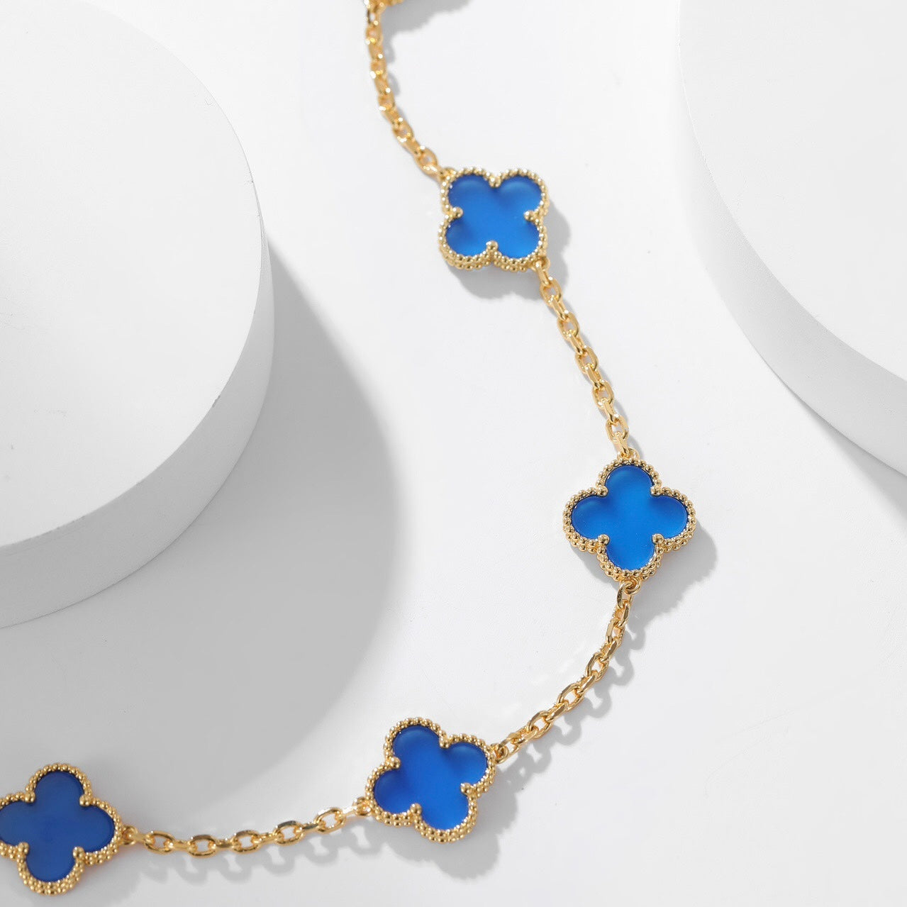 ¡®Dream¡¯CLOVER 10 MOTIFS BLUE AGATE NECKLACE