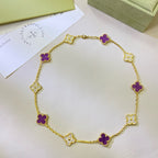 ¡®Dream¡¯CLOVER 10 MOTIFS  PURPLE VIOLET DIAMOND NECKLACE
