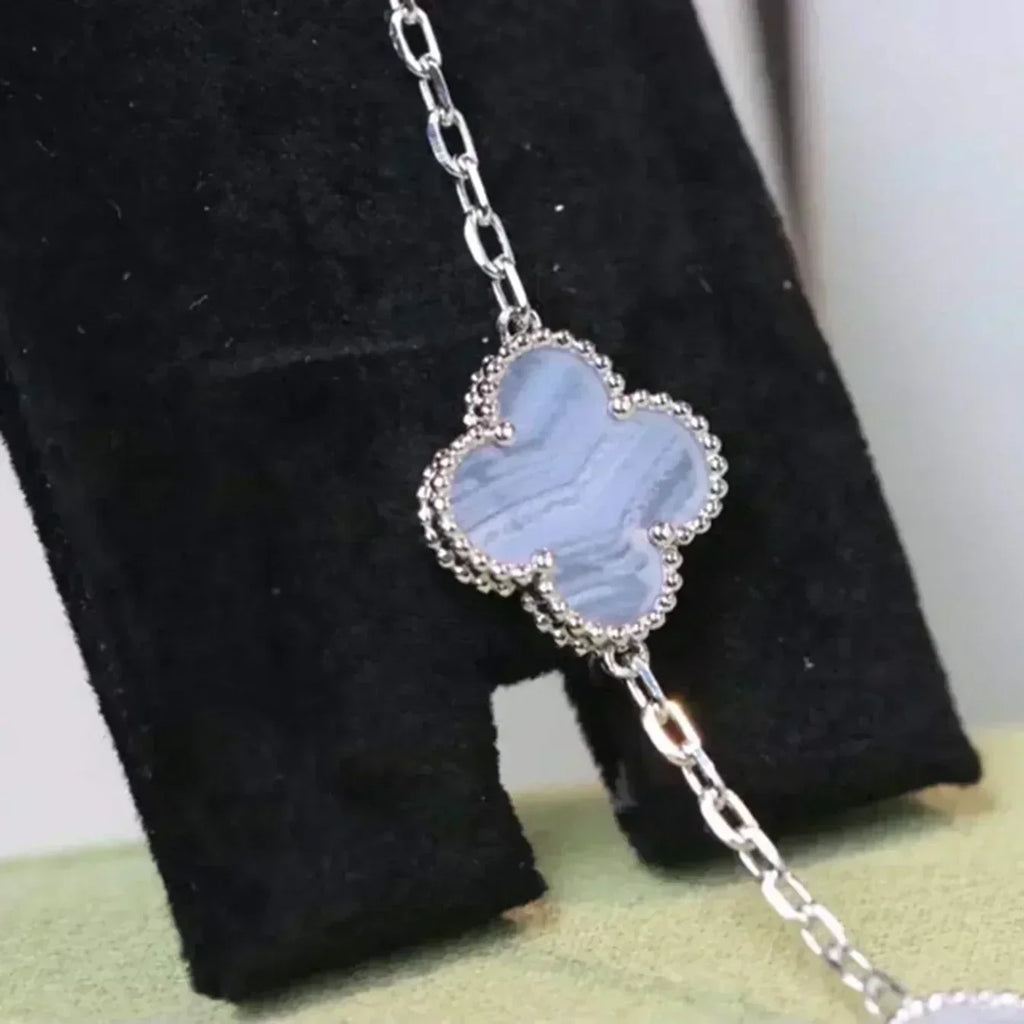 [Dream]New  CLOVER 5 MOTIF PURPLE CHALCEDONY BRACELET COLLECTION