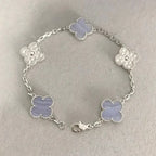 [Dream]New  CLOVER 5 MOTIF PURPLE CHALCEDONY BRACELET COLLECTION