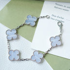 [Dream]New  CLOVER 5 MOTIF PURPLE CHALCEDONY BRACELET COLLECTION