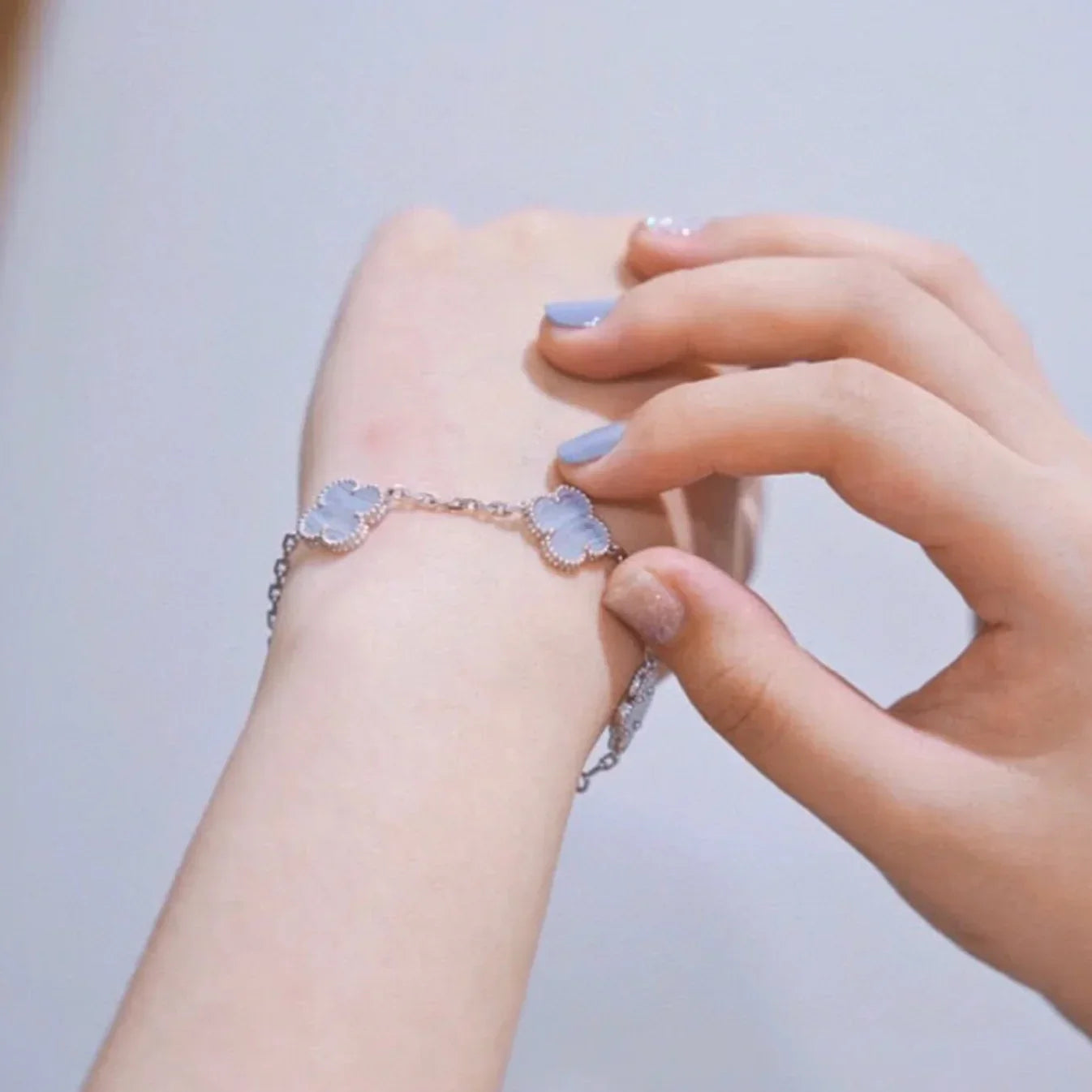 [Dream]New  CLOVER 5 MOTIF PURPLE CHALCEDONY BRACELET COLLECTION