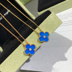 „Dream“CLOVER 15MM DIAMANT- UND BLAUER ACHAT-HALSKETTE