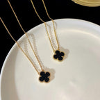 „Dream“CLOVER 15MM SCHWARZ ONYX EINZELBLUMEN-HALSKEHE