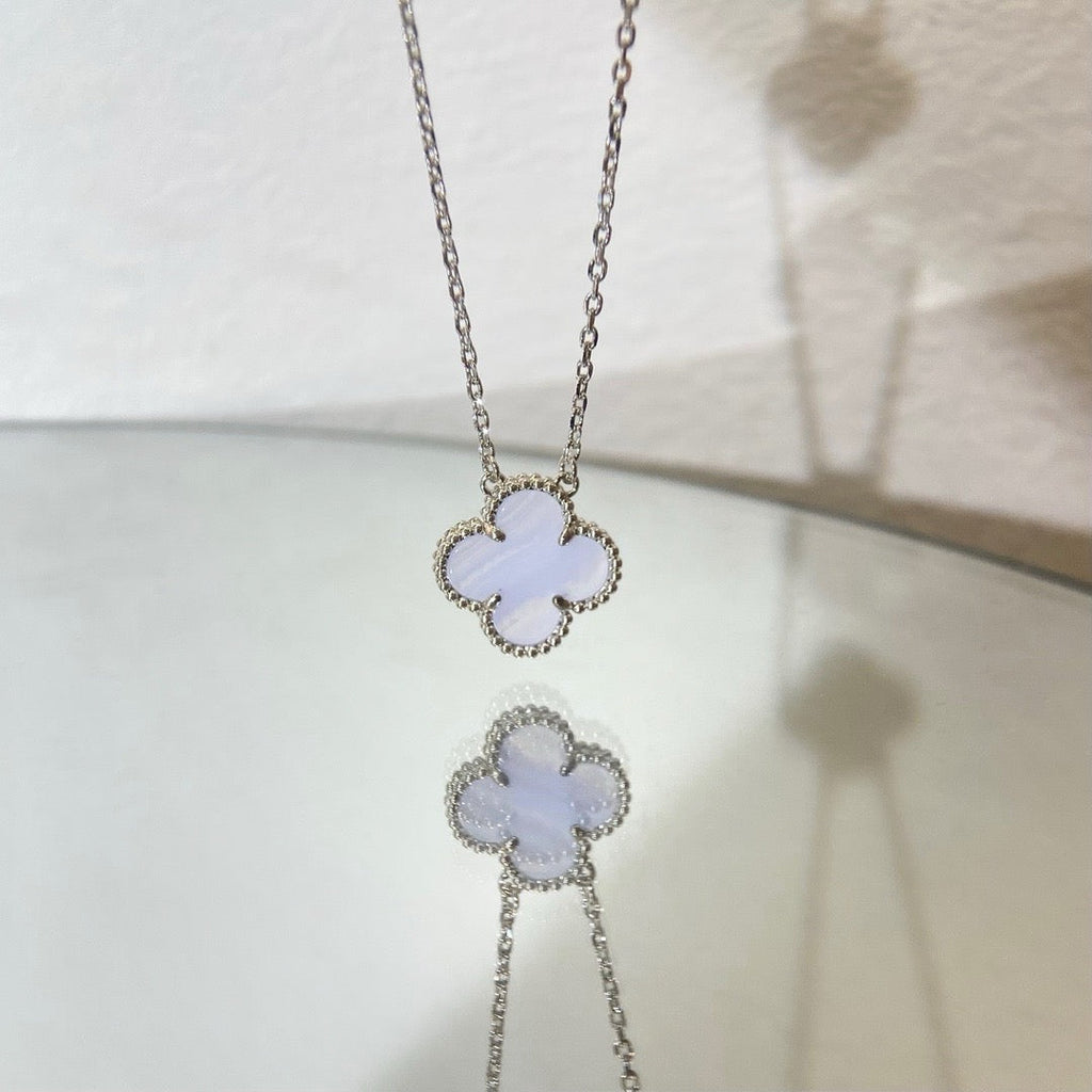 „Dream“ KLEE 15MM BLAUE CHALCEDON-HALSKETTE SILBER