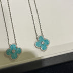 „Dream“-CLOVER 15MM DIAMANT SEVRES PORZELLAN HALSKETTE SILBER