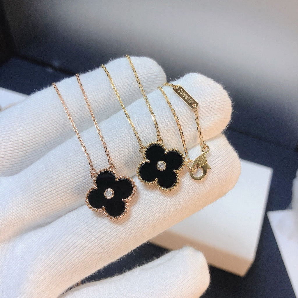 „Dream“ CLOVER 15MM DIAMANT ONYX-HALSKETTE