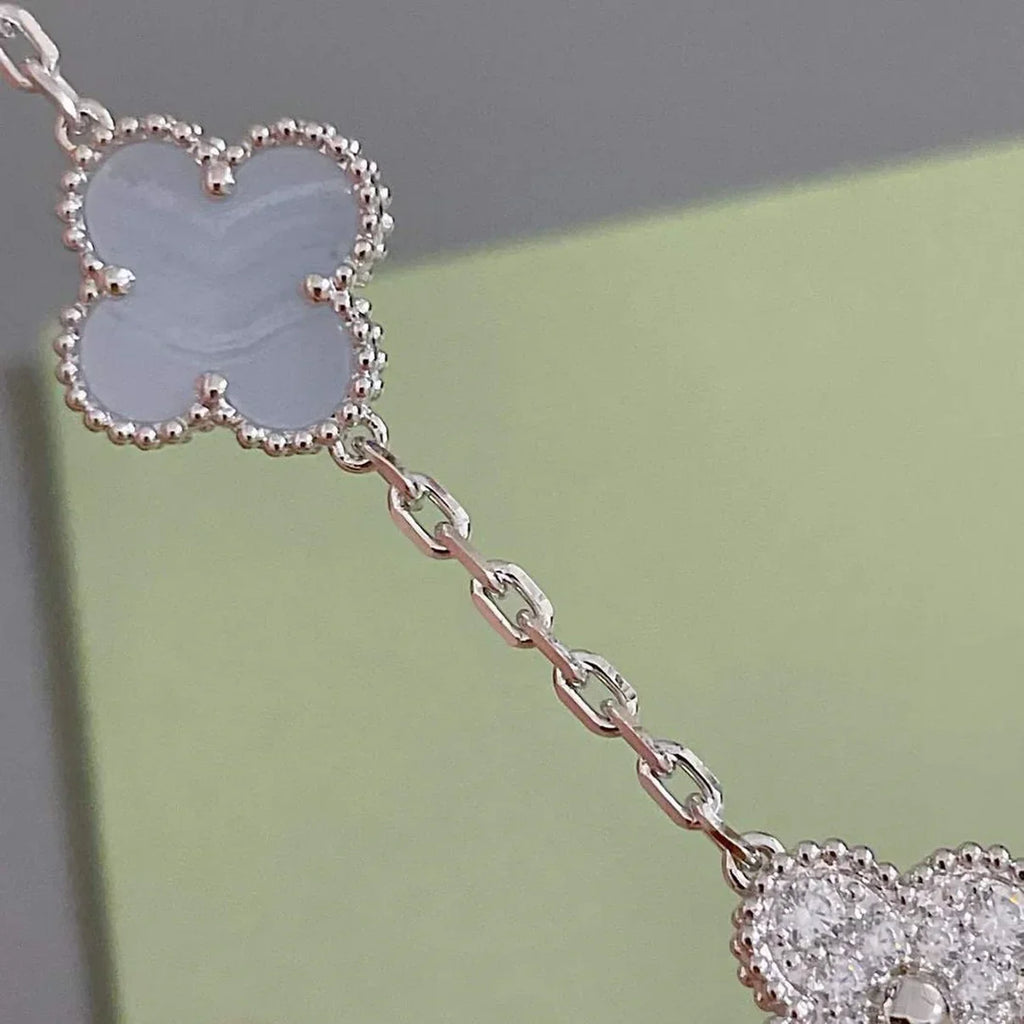 [Dream]New  CLOVER 5 MOTIF PURPLE CHALCEDONY BRACELET COLLECTION