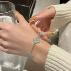 [Dream]New  CLOVER 5 MOTIF PURPLE CHALCEDONY BRACELET COLLECTION