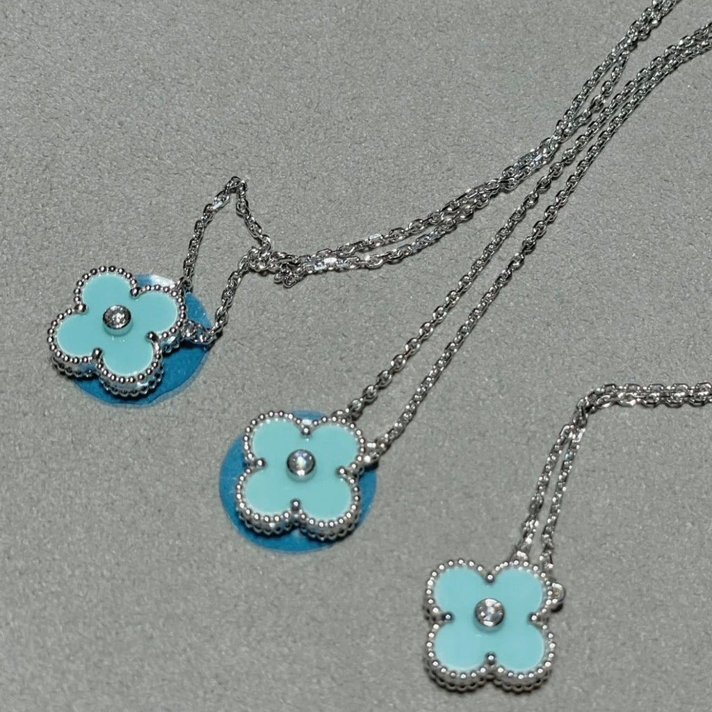 ¡®Dream¡¯CLOVER 1 DIAMANT HELLBLAU SILBER HALSKETTE