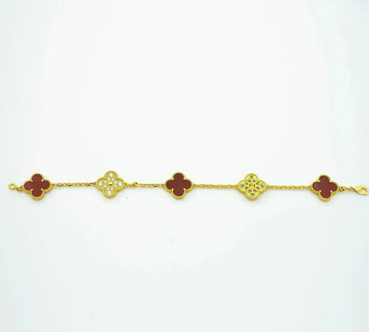 [Dream]New  CLOVER 5 MOTIF RED CORNELIAN BRACELET COLLECTION