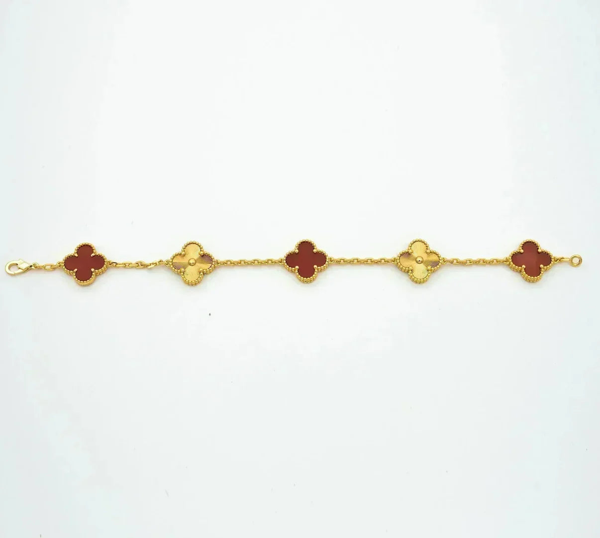 [Dream]New  CLOVER 5 MOTIF RED CORNELIAN BRACELET COLLECTION