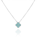 ¡®Dream¡¯CLOVER 1 DIAMANT HELLBLAU SILBER HALSKETTE