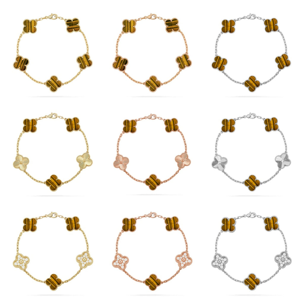 [Dream]New  CLOVER 5 MOTIFS TIGER EYE BRACELET COLLECTION