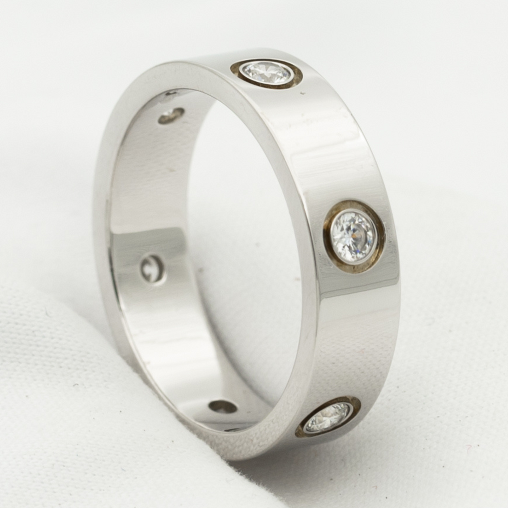 'Dream' LOVE RING 5.5MM 6 DIAMANTEN SILBER