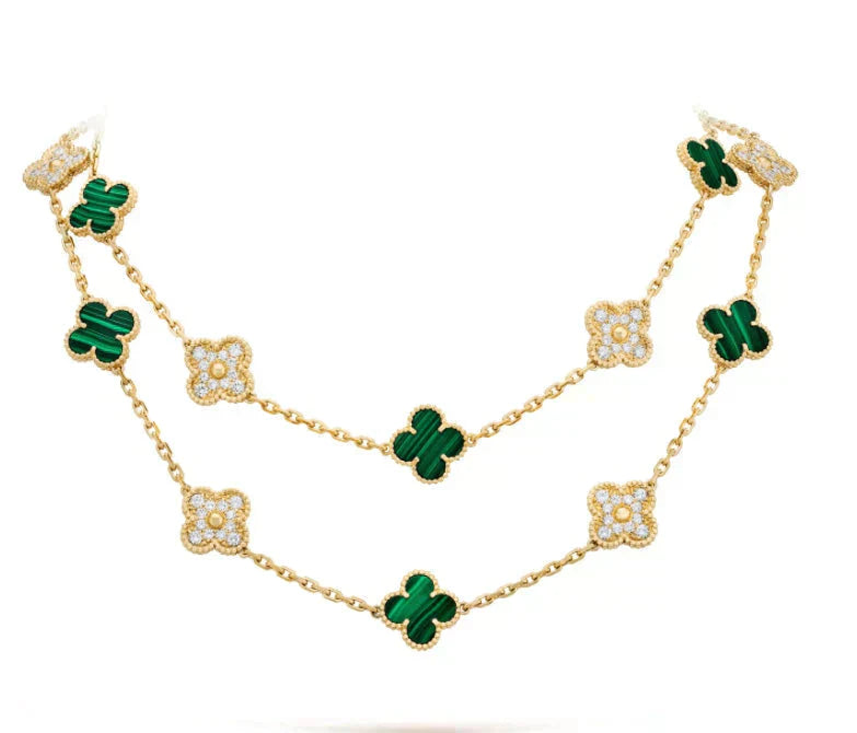 „Dream“-CLOVER HALSKETTE 20 MOTIVE MALACHIT DIAMANT