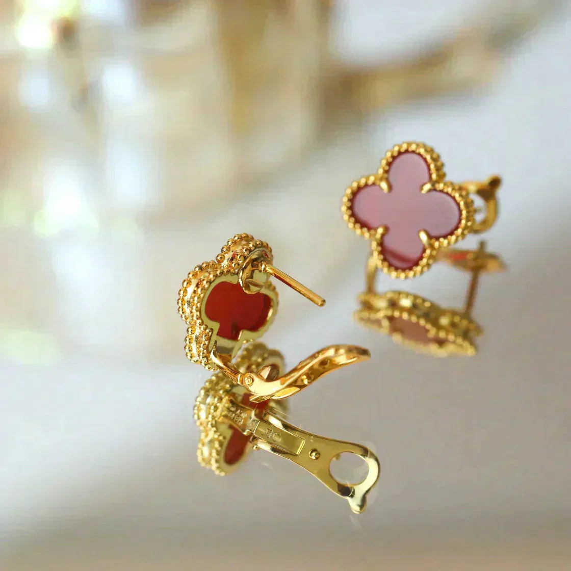 ¡®Dream¡¯CLOVER MEDIUM 1 MOTIFS CARNELIAN  EARRINGS