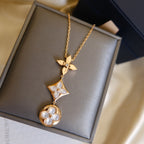 ¡®Dream¡¯COLOR BLOSSOM LARIAT NECKLACE PINK GOLD WHITE MOTHER PEARL AND DIAMOND