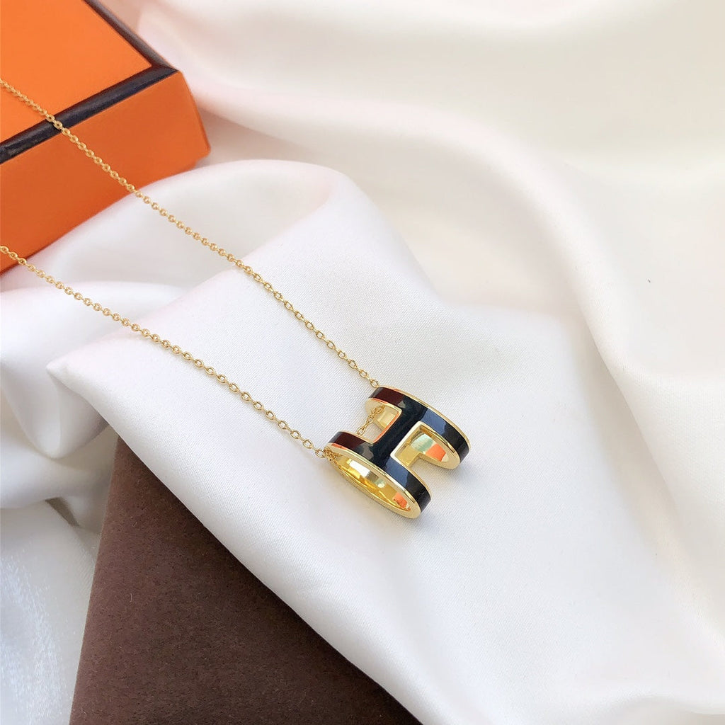 ¡®Dream¡¯HM CLIC BLACK ENAMEL GOLD NECKLACE