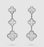 ¡®Dream¡¯CLOVER 3 MOTIF DIAMOND SILVER DROP EARRINGS