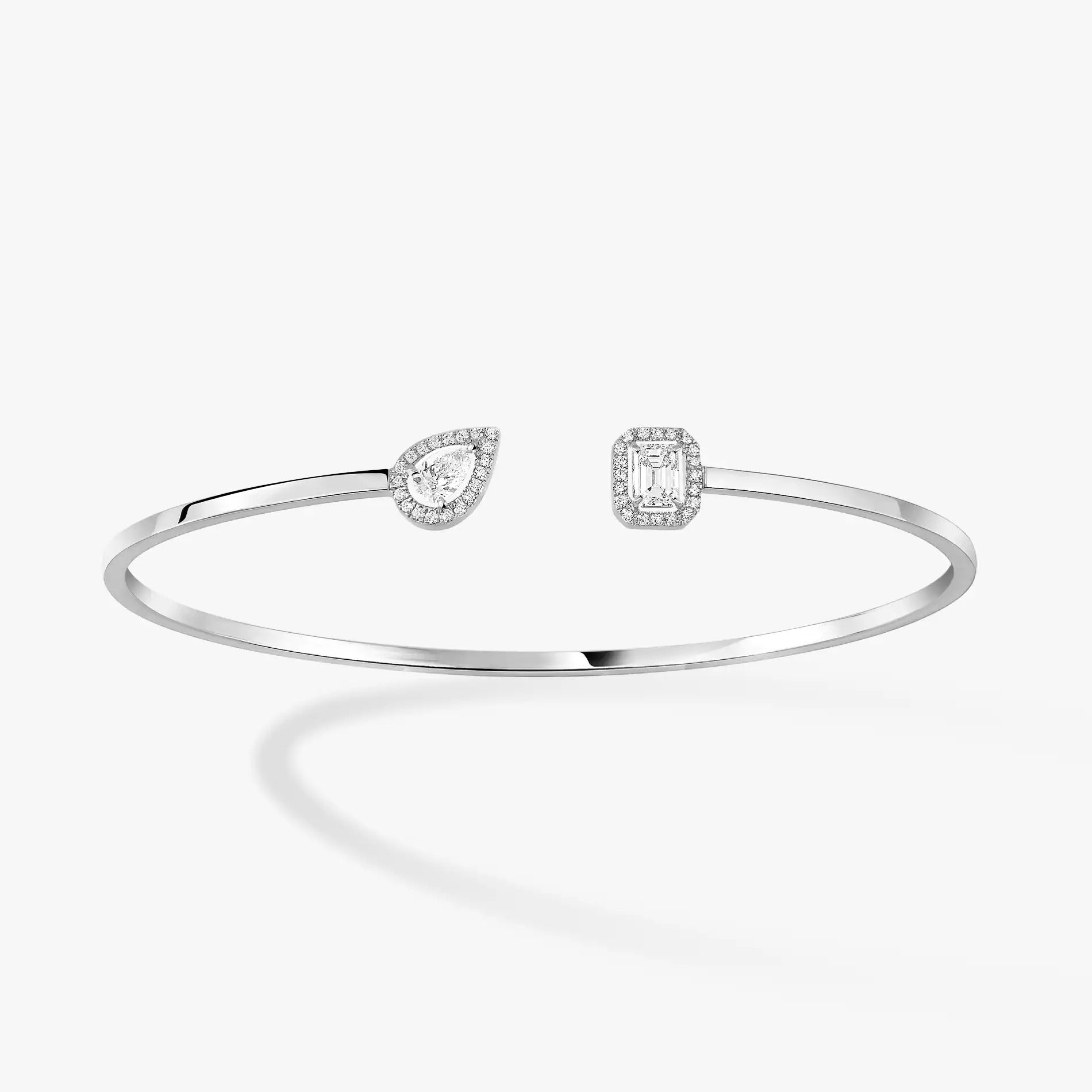 [Dream ]JONC FLEX MY TWIN TOI & MOI SILVER DIAMOND BRACELET