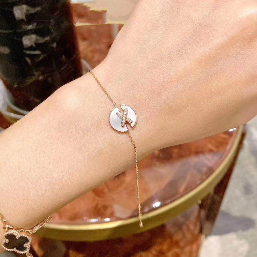 "Dream"-ARMBAND-SET, MOP, ROSÉGOLD, DIAMANTEN