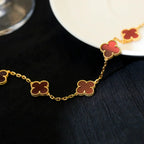 [Dream]New  CLOVER 5 MOTIF RED CORNELIAN BRACELET COLLECTION