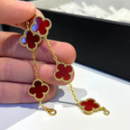[Dream]New  CLOVER 5 MOTIF RED CORNELIAN BRACELET COLLECTION