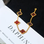 [Dream]New  CLOVER 5 MOTIF RED CORNELIAN BRACELET COLLECTION
