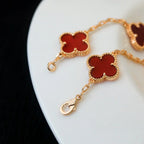 [Dream]New  CLOVER 5 MOTIF RED CORNELIAN BRACELET COLLECTION
