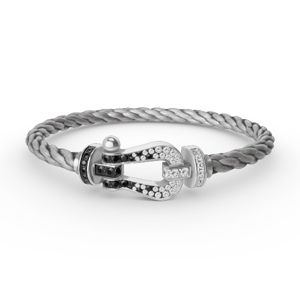 ®Dream®FORCE GROSSES HUFEISEN SCHWARZ WEISSER DIAMANT ARMREIF SILBER