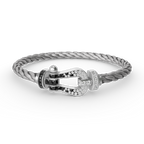 ®Dream®FORCE GROSSES HUFEISEN SCHWARZ WEISSER DIAMANT ARMREIF SILBER