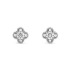 ¡®Dream¡¯CLOVER 1 MOTIFS DIAMOND STUD EARRINGS SILVER