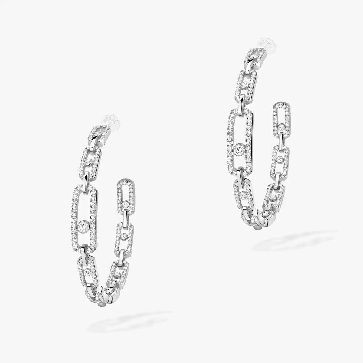 [[Dream ]Move Link Diamond Hoop Earrings