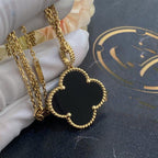 ¡®Dream¡¯CLOVER 25MM GOLD ONYX BIG CLOVER NECKLACE