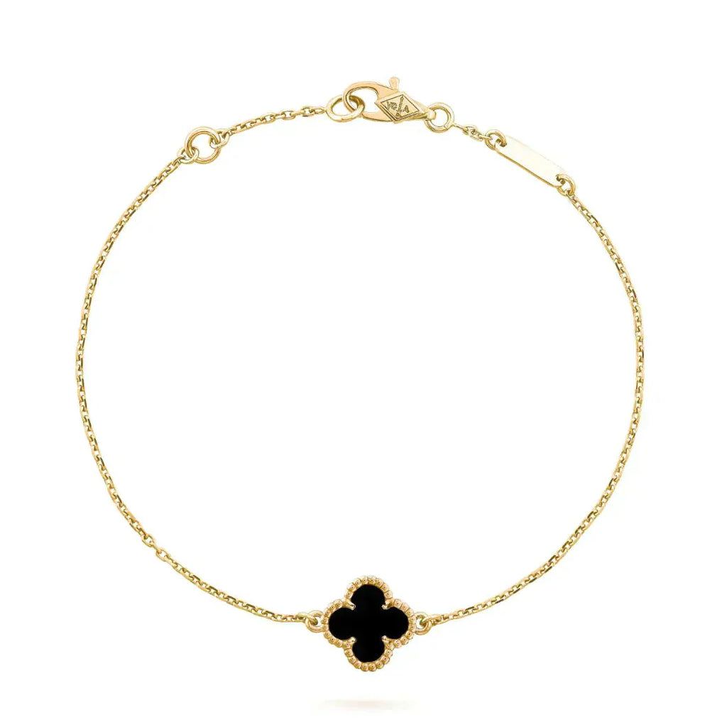 「ドリーム」クローバーオニキス一輪の花ブレスレット